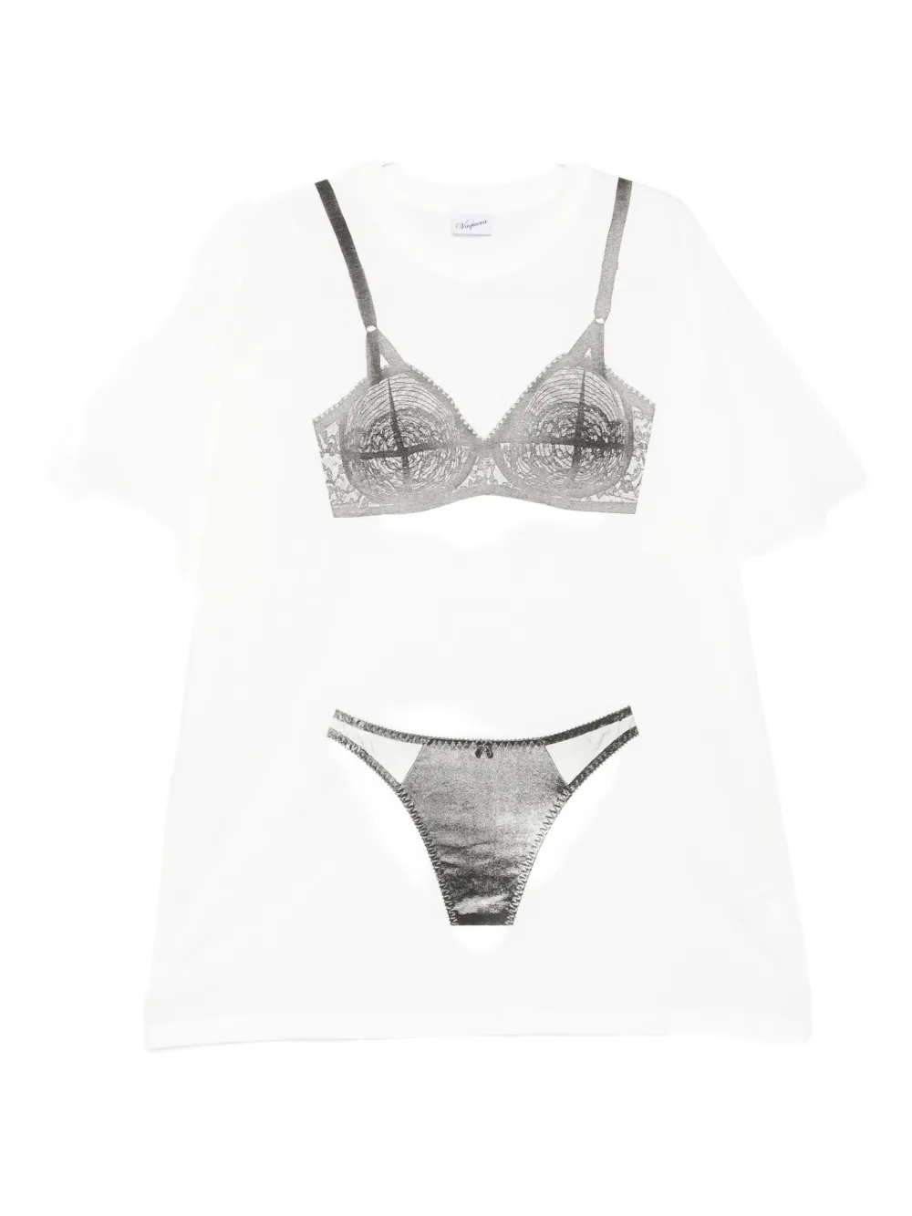 Vaquera lingerie-print cotton T-shirt - Bianco