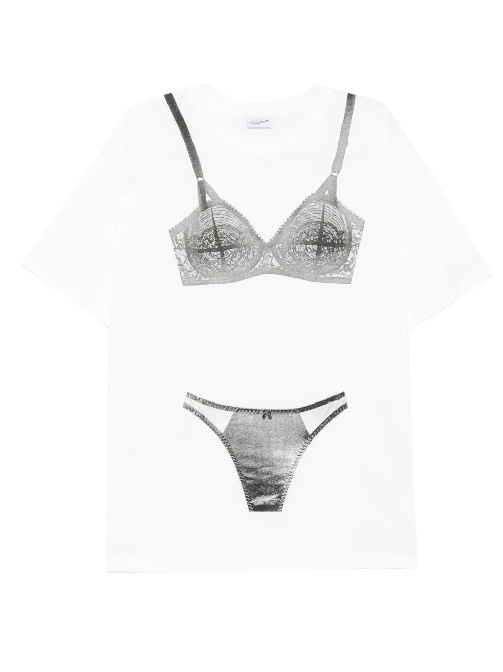 Vaquera lingerie-print cotton T-shirt | White | Image 1