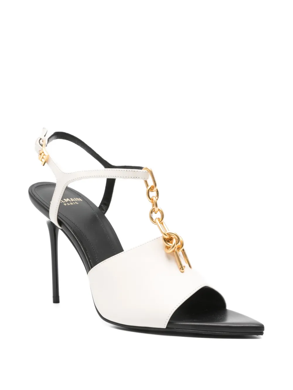 Balmain 95mm chain-embellished pointed-toe sandals Neutrals