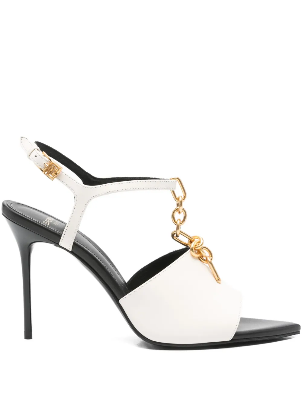 Balmain 95mm chain-embellished pointed-toe sandals Neutrals
