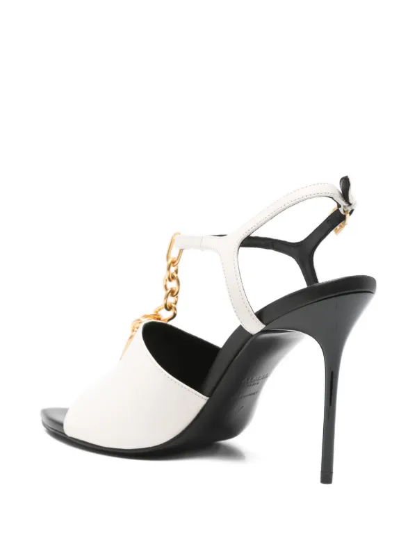 Balmain 95mm chain-embellished pointed-toe Sandals Neutrals