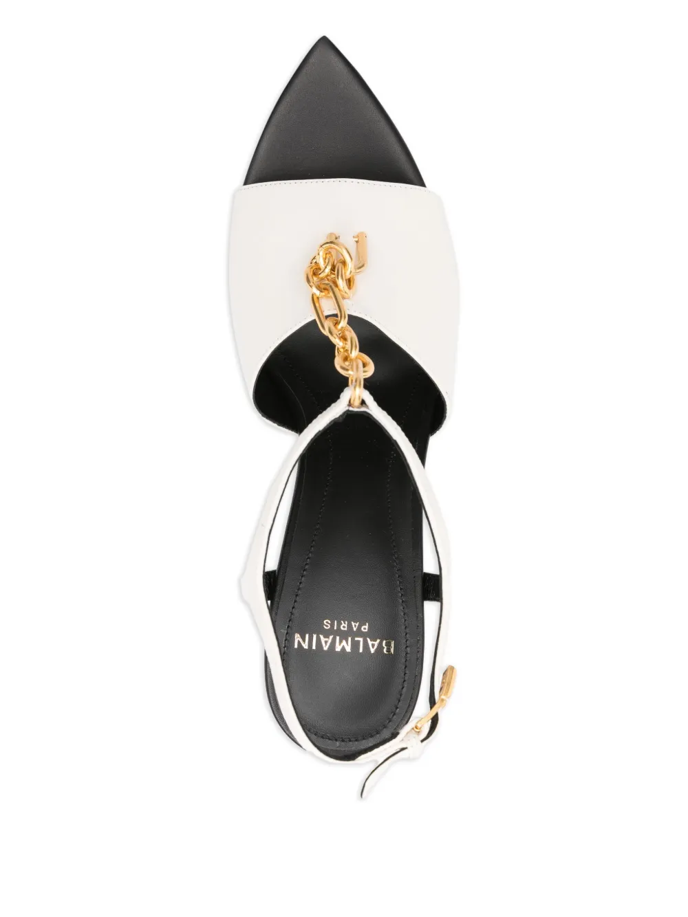 Balmain 95mm chain-embellished pointed-toe sandals Neutrals