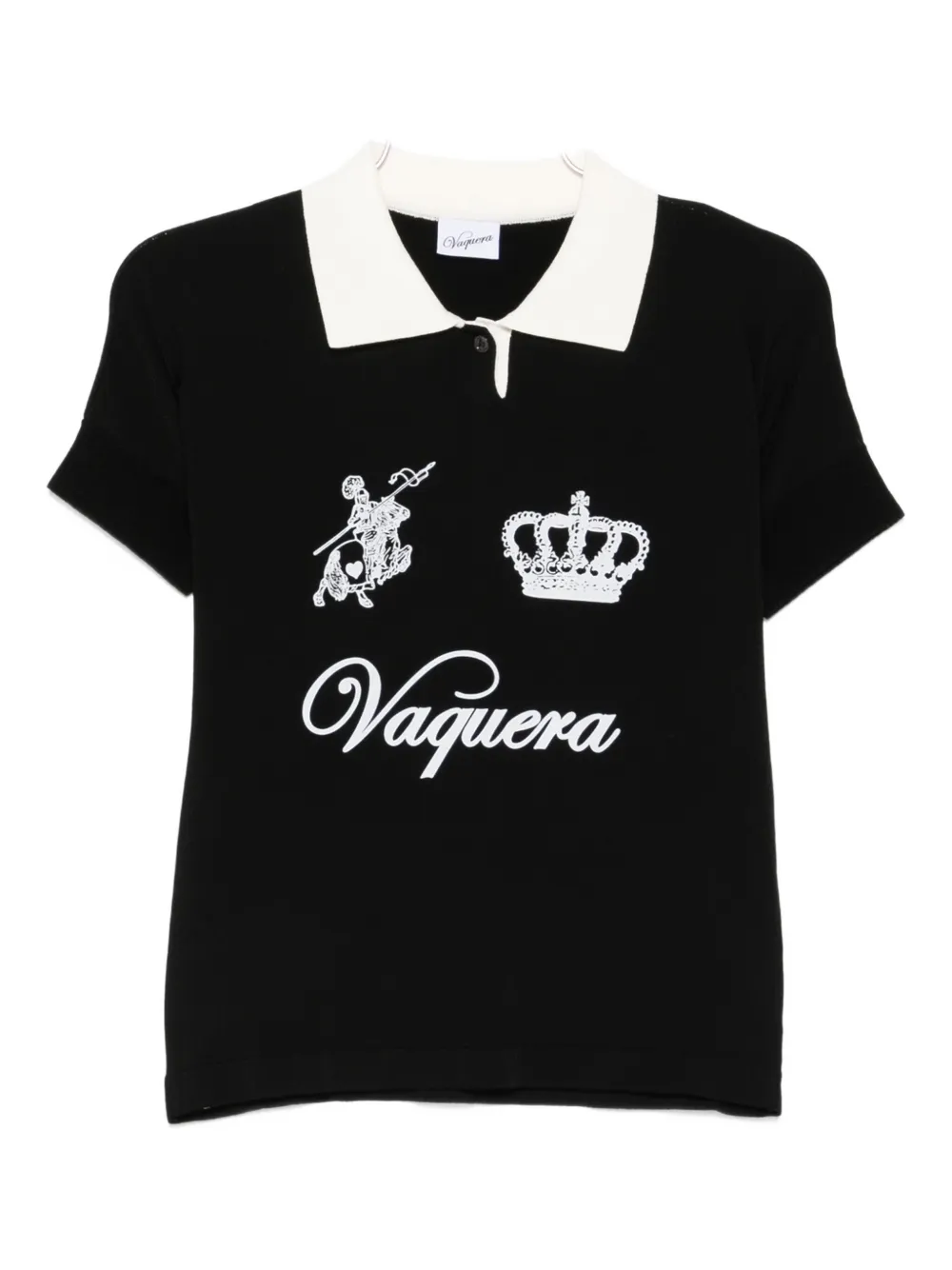 Vaquera crown-embellished polo shirt | Black | Image 1