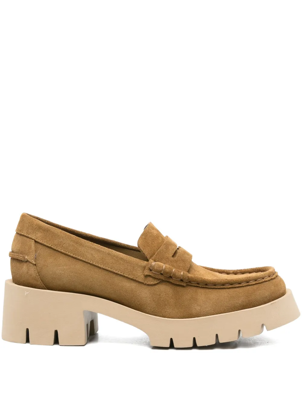 Pedro Garcia Penny-strap Heeled Loafers In Brown