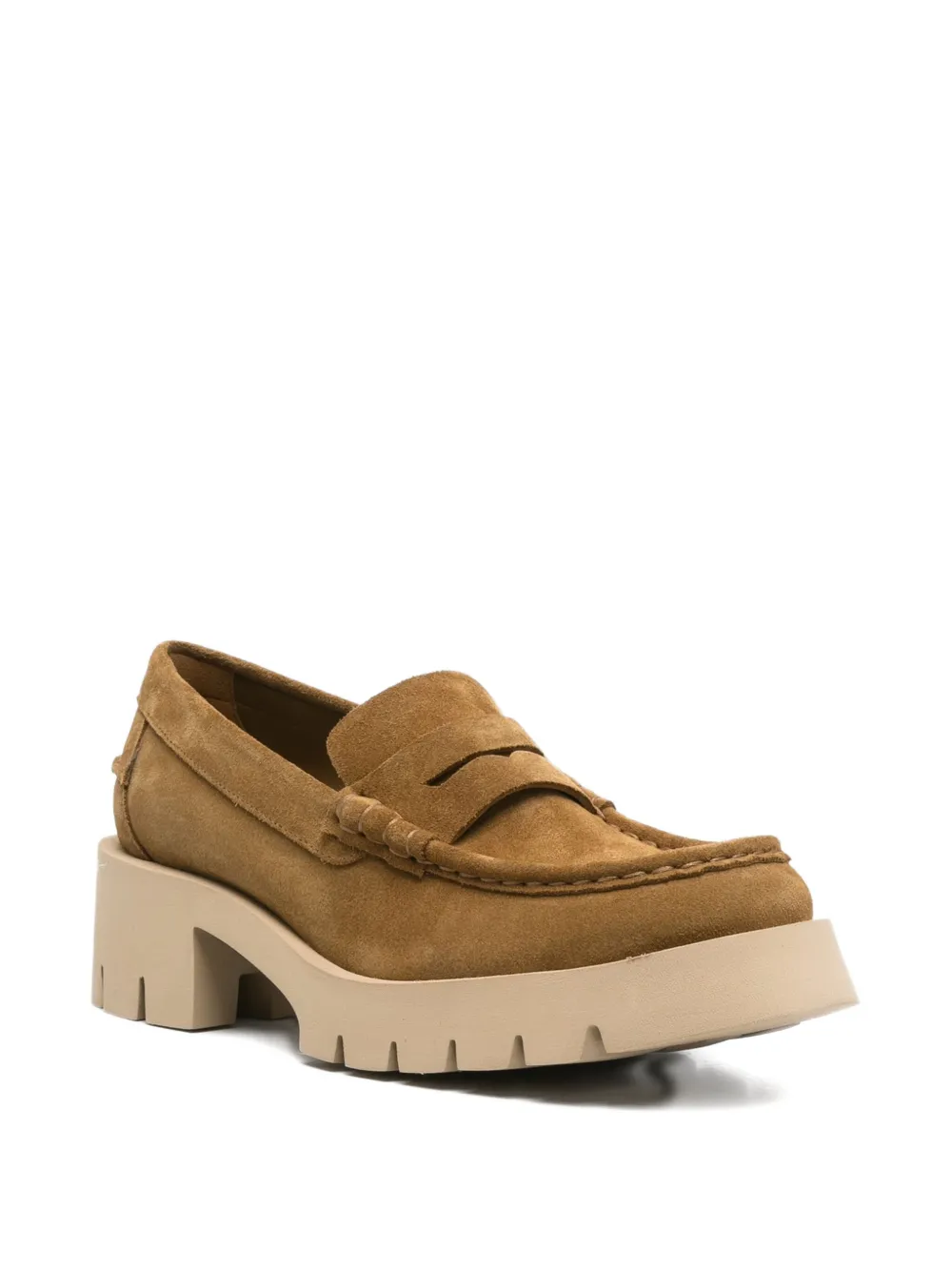 Pedro Garcia Penny-strap Heeled Loafers In Brown