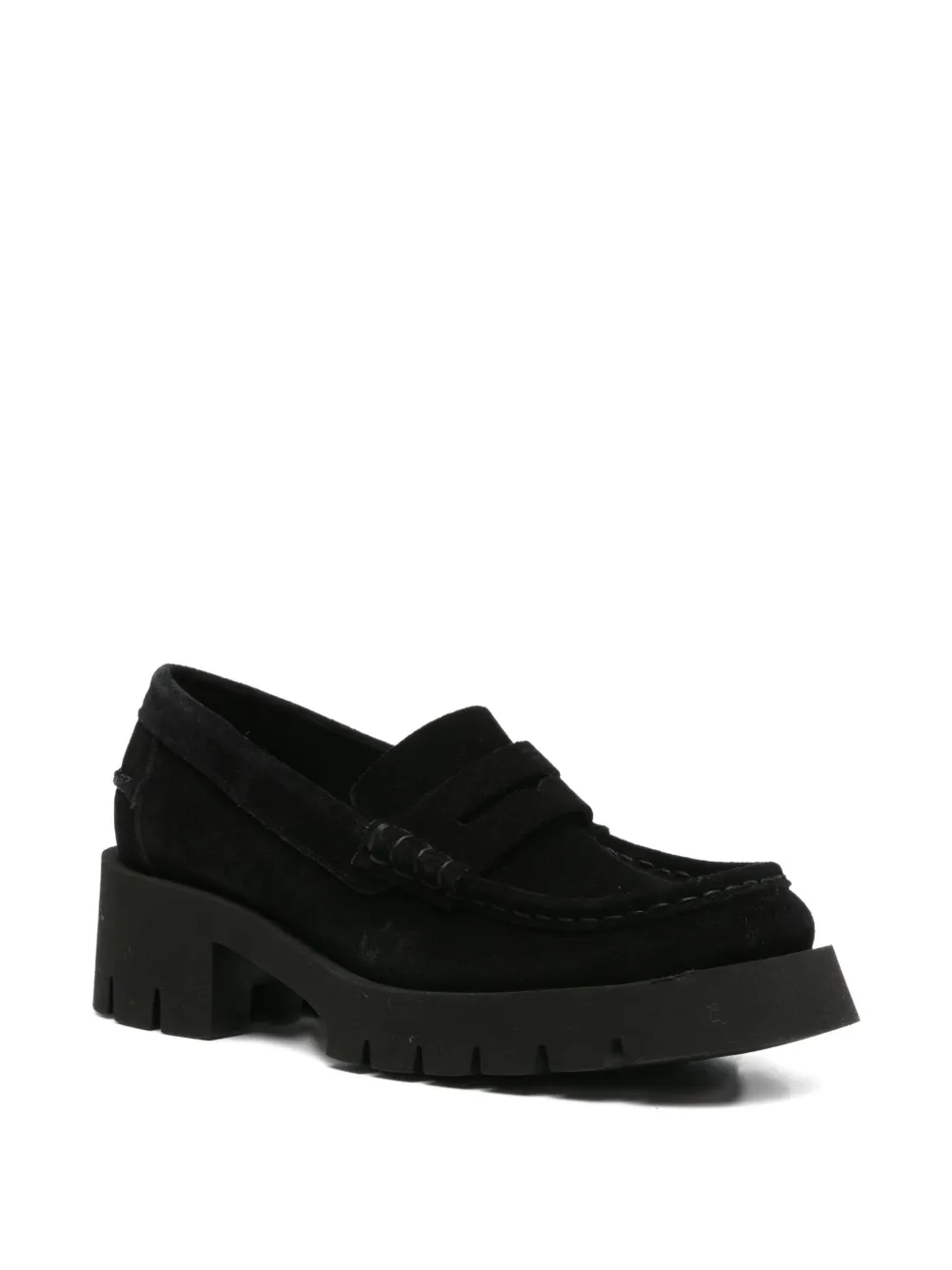 Pedro Garcia Penny-strap Heeled Loafers In Black