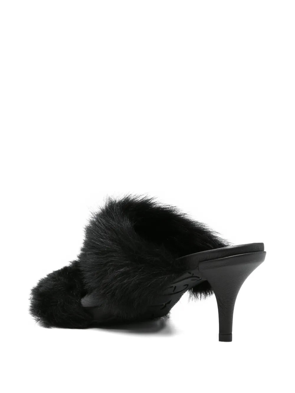 Pedro Garcia 65mm Cissy fur-trimmed heeled sandals Black