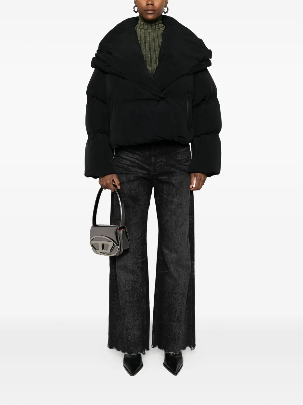 Diesel Quilted High-neck Jacket In Black