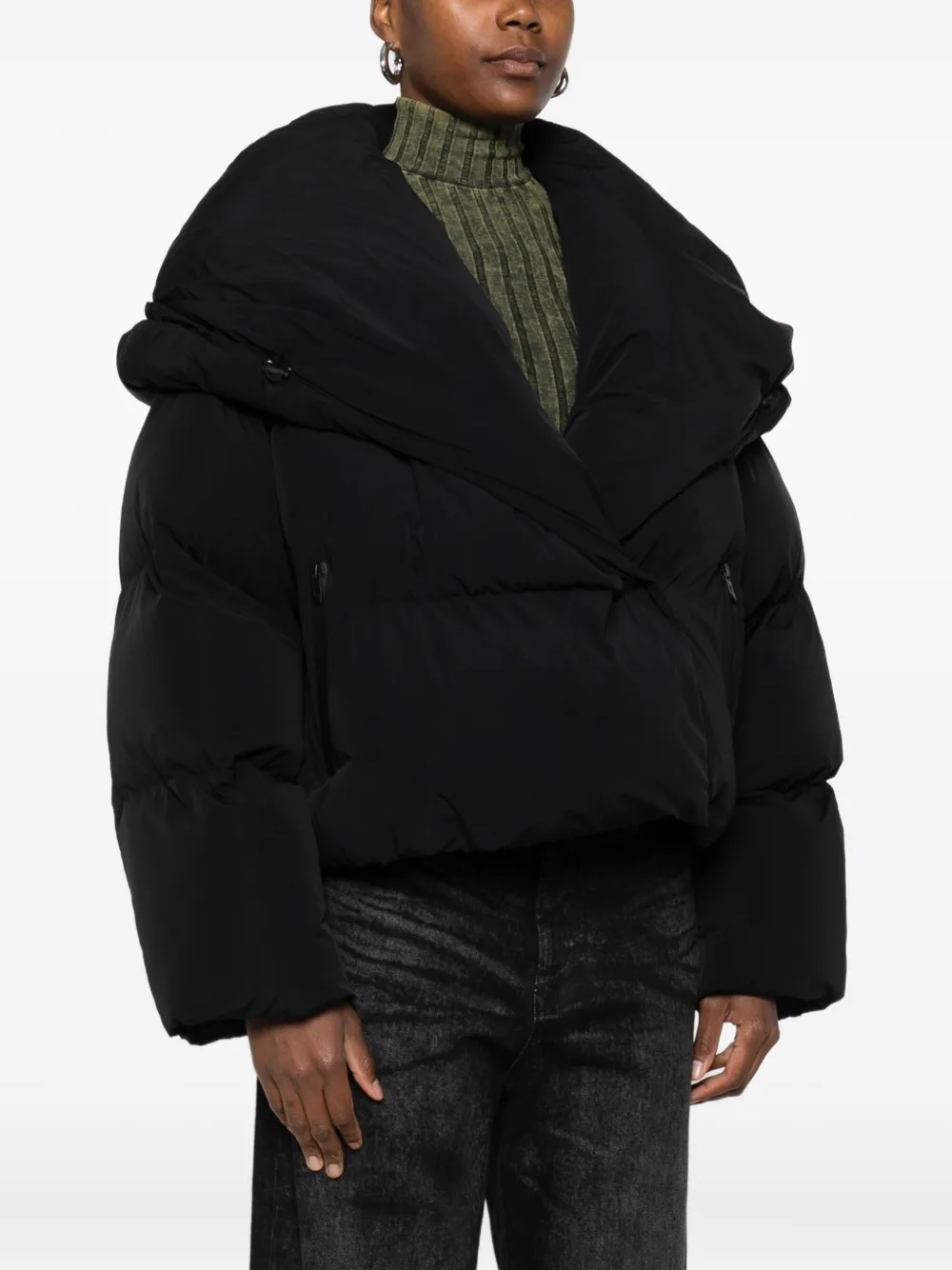 Diesel Quilted High-neck Jacket In Black
