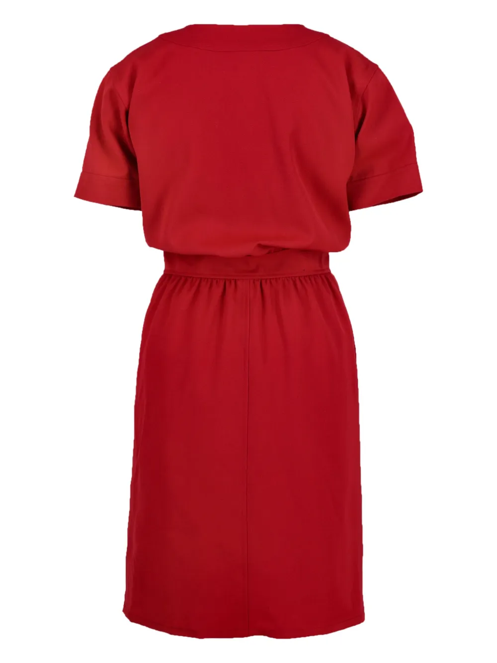 Pre-owned Saint Laurent Short-sleeve Button-front Midi Dress In Red