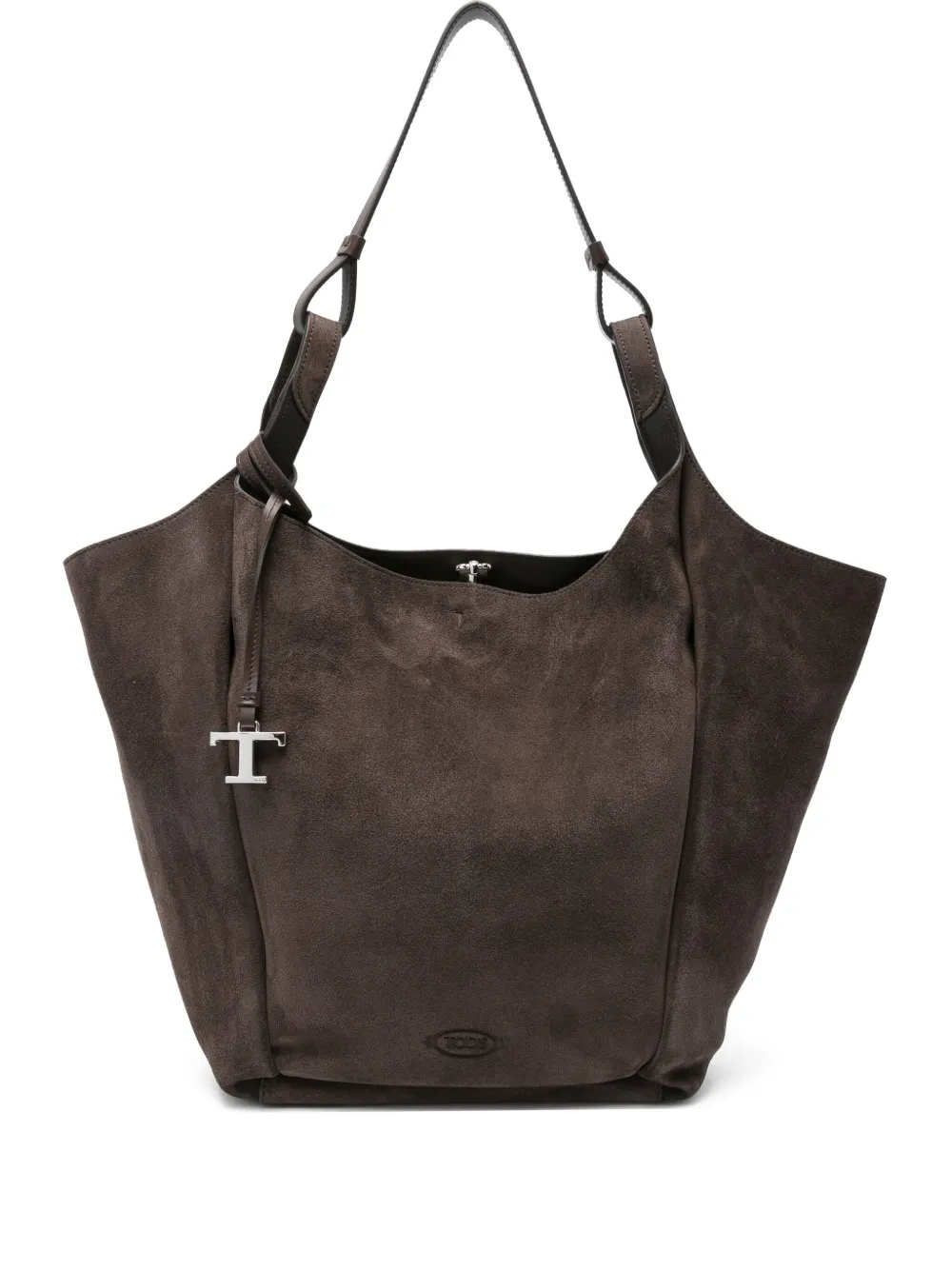 Tod's Suede Tote Bag In Brown