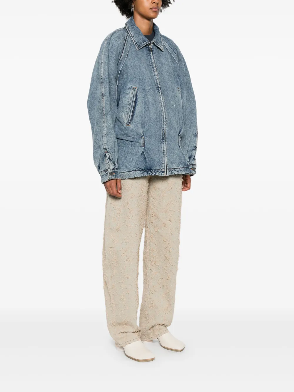 Haikure June Zip-front Denim Jacket In Blue