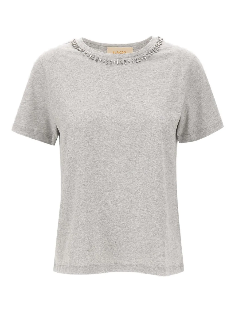 Kaos T-shirt met ronde hals verfraaid met pailletten Grijs
