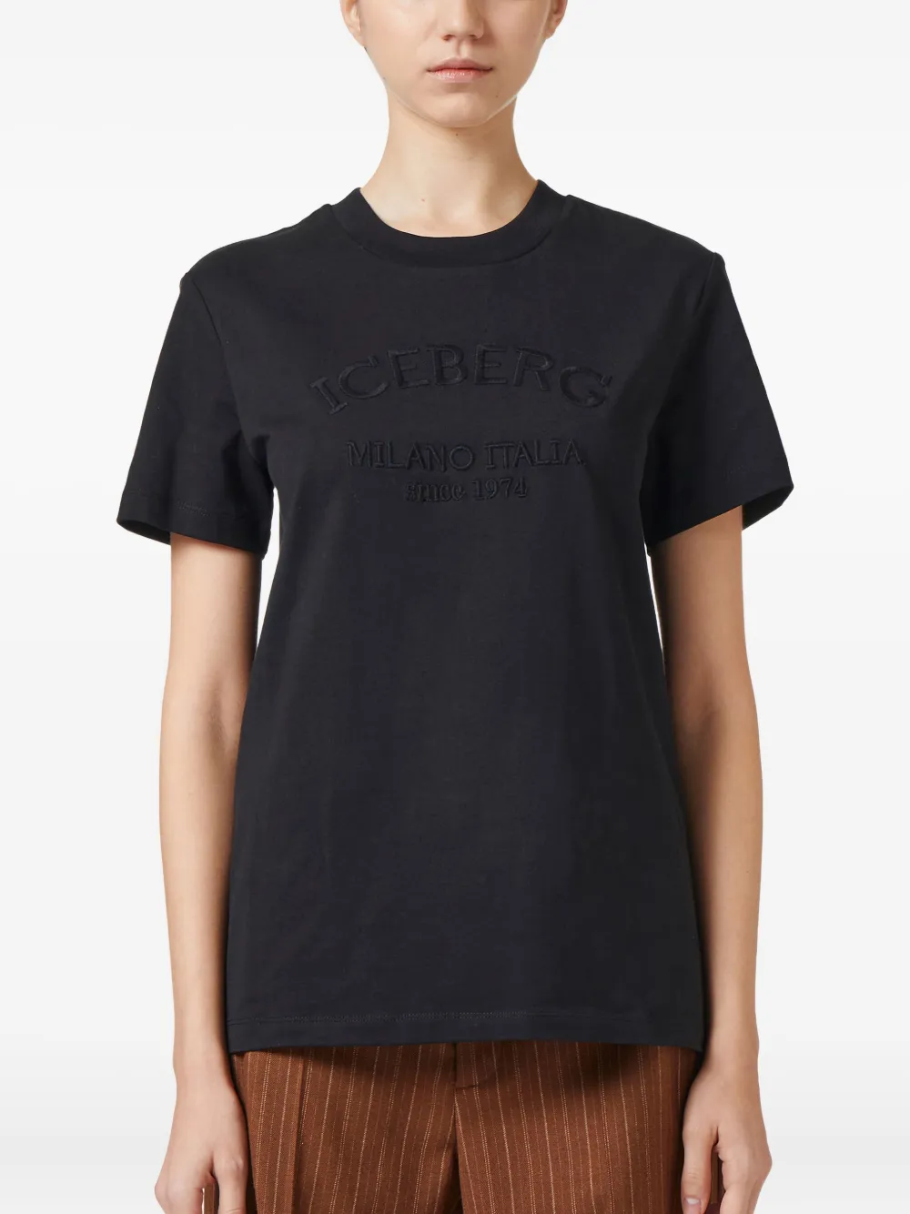 Iceberg embroidered logo T-shirt Zwart