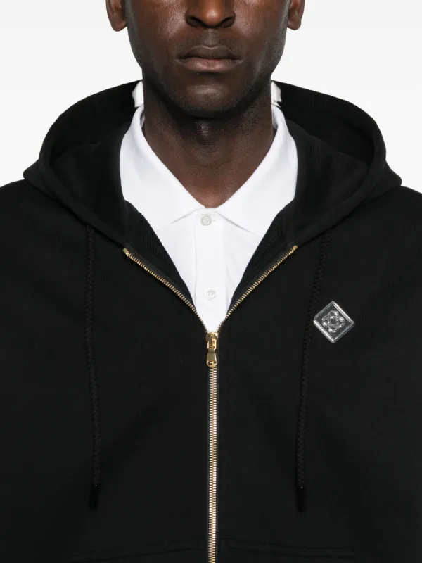 Casablanca logo-patch zip-up Hoodie | Black | FARFETCH