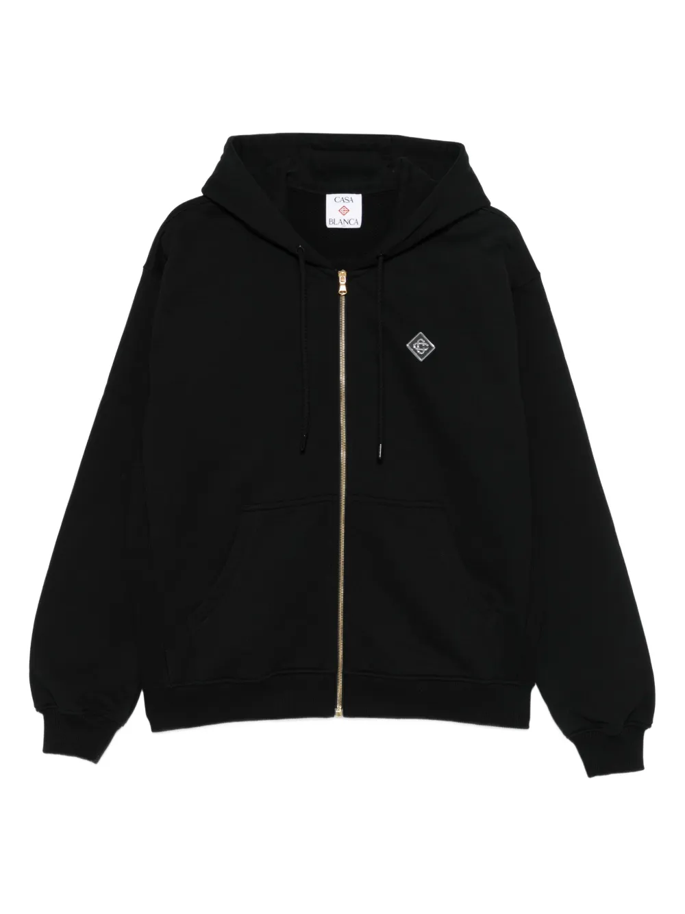 Casablanca logo-patch zip-up hoodie | Black | Image 1