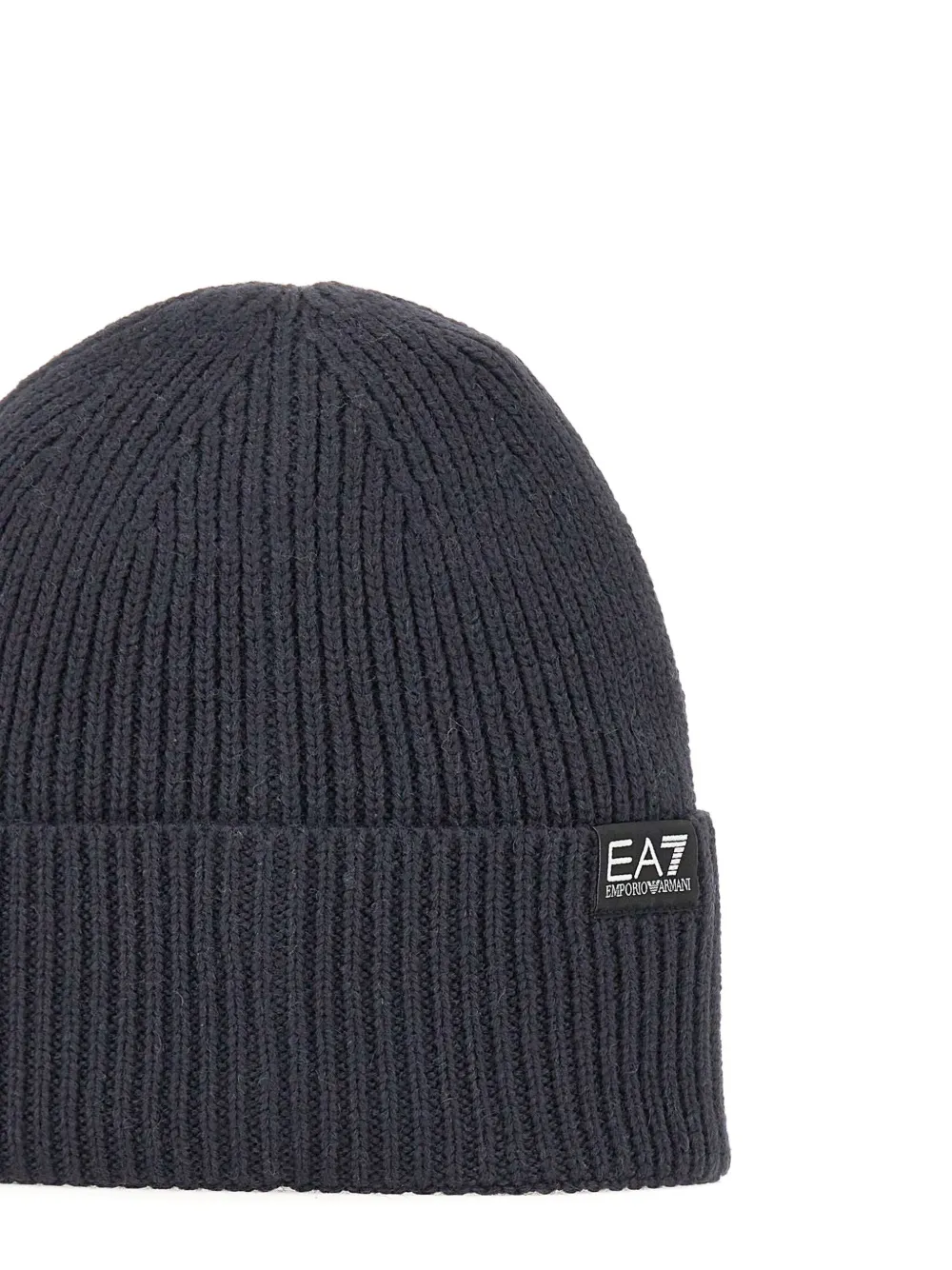 Ea7 Emporio Armani ribbed logo beanie hat Grijs