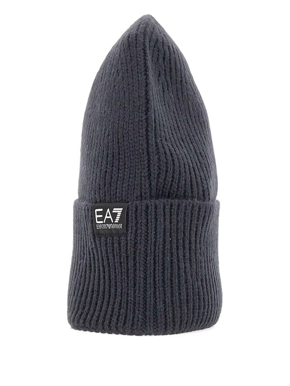 Ea7 Emporio Armani ribbed logo beanie hat Grijs
