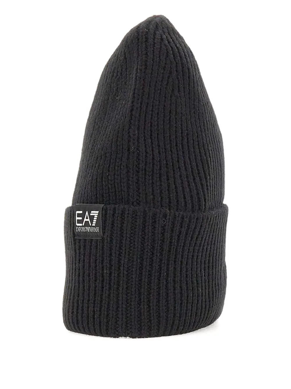Ea7 Emporio Armani ribbed logo-patch beanie Zwart