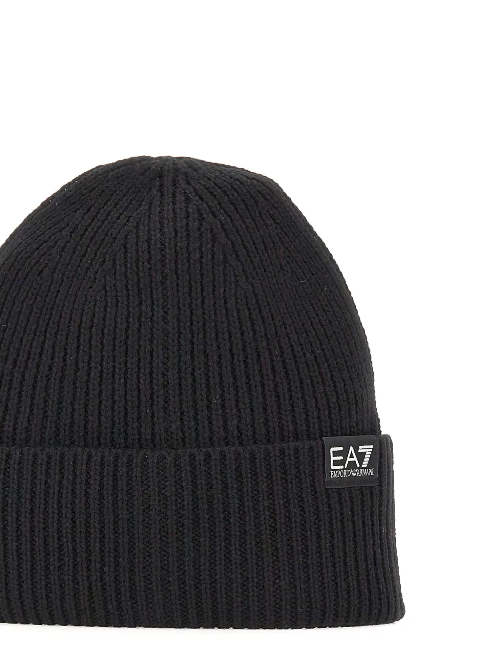 Ea7 Emporio Armani ribbed logo-patch beanie Zwart