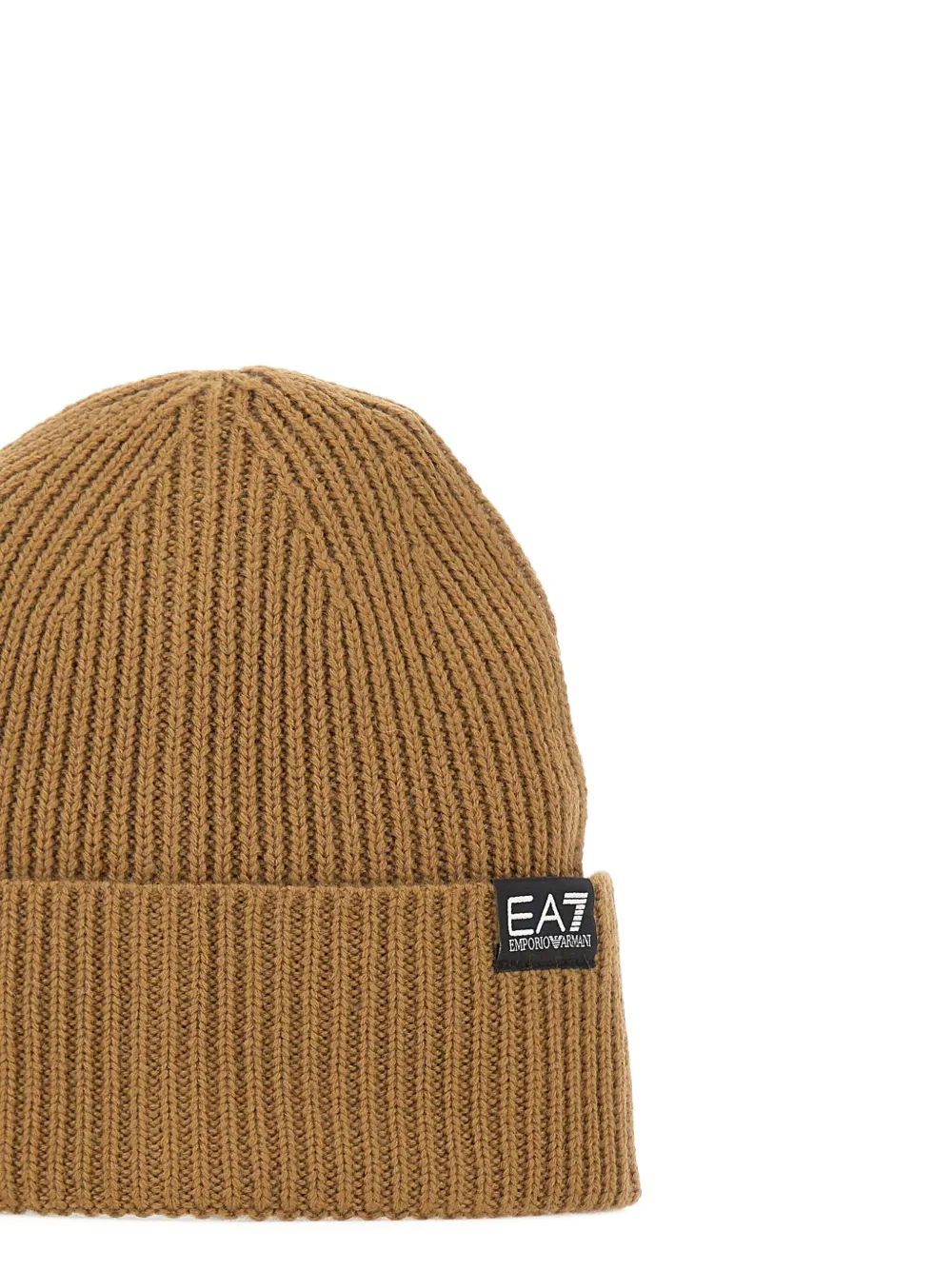 Ea7 Emporio Armani ribbed logo-patch beanie Bruin