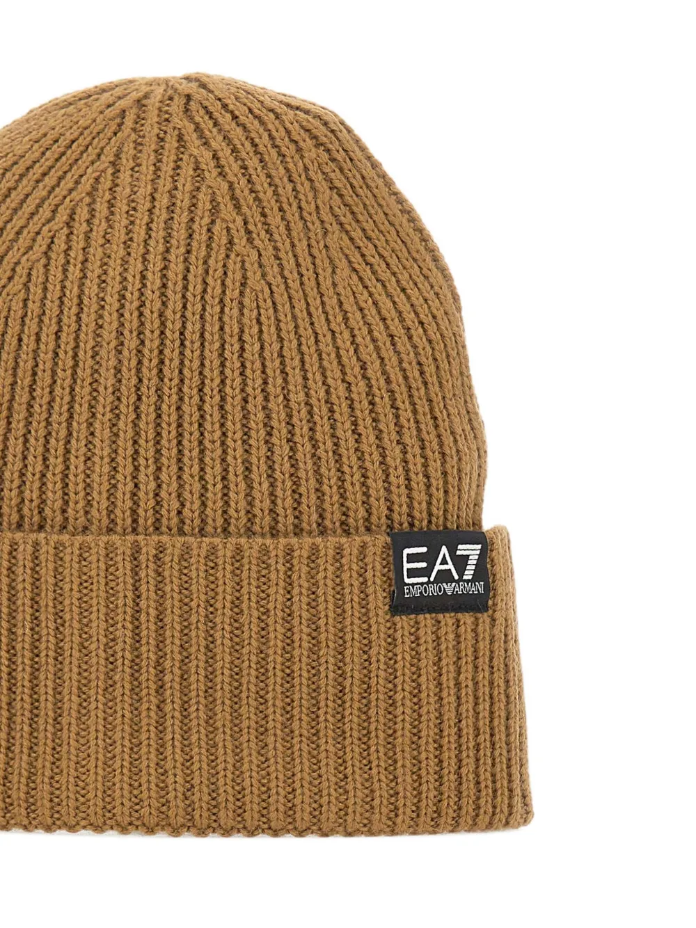 Ea7 Emporio Armani ribbed logo-patch beanie Bruin