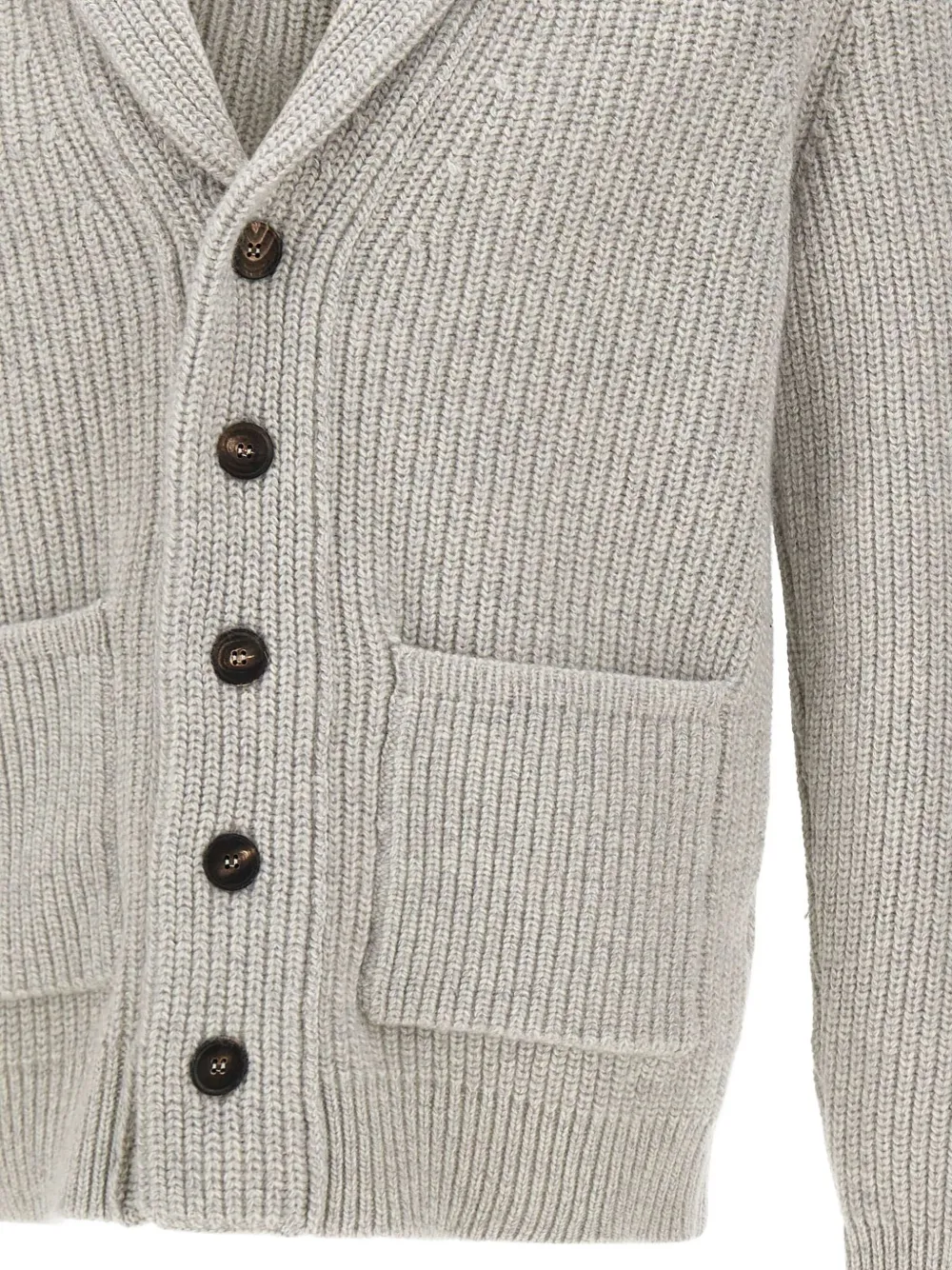 Filippo De Laurentiis Shawl-collar Ribbed Cardigan In Neutral