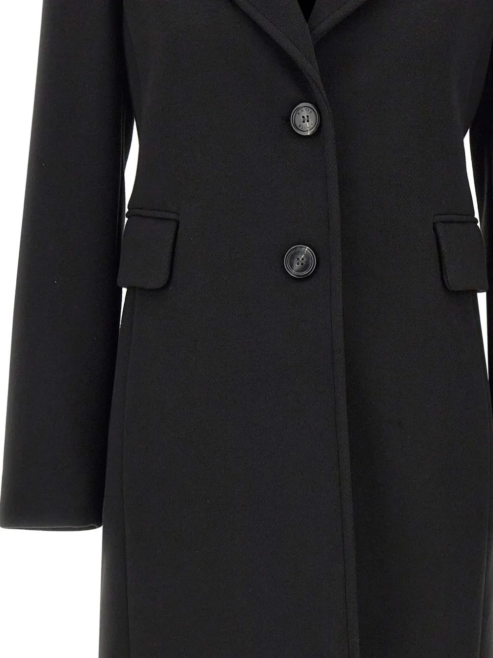 Kaos Peak-lapel Button Coat In Black