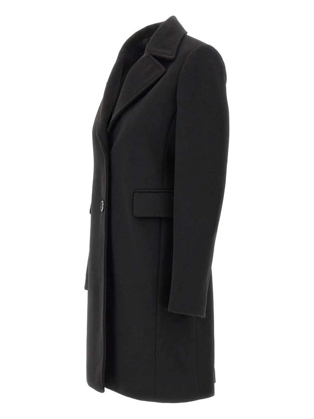 Kaos Peak-lapel Button Coat In Black