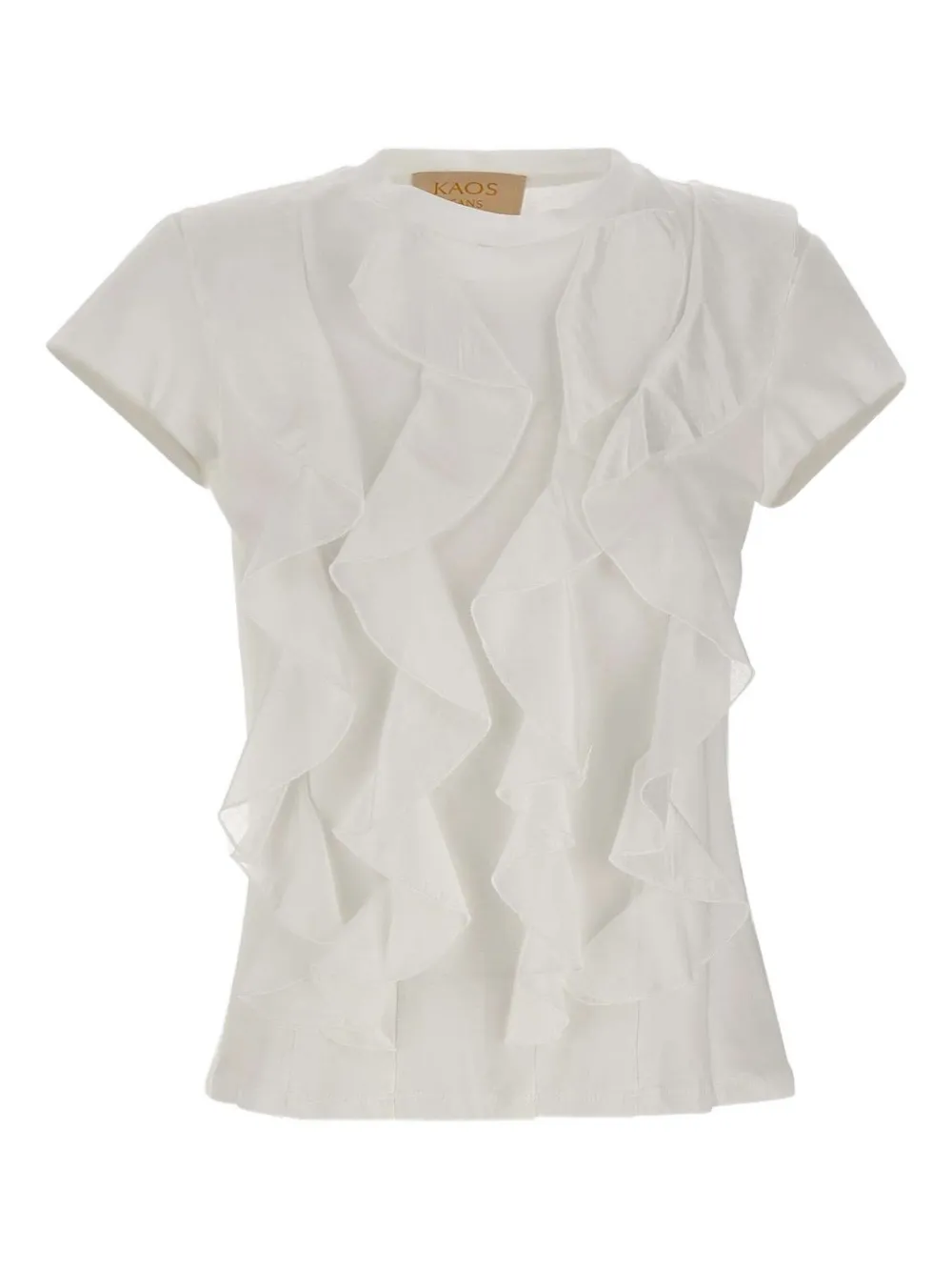 Kaos T-shirt met ruches Beige
