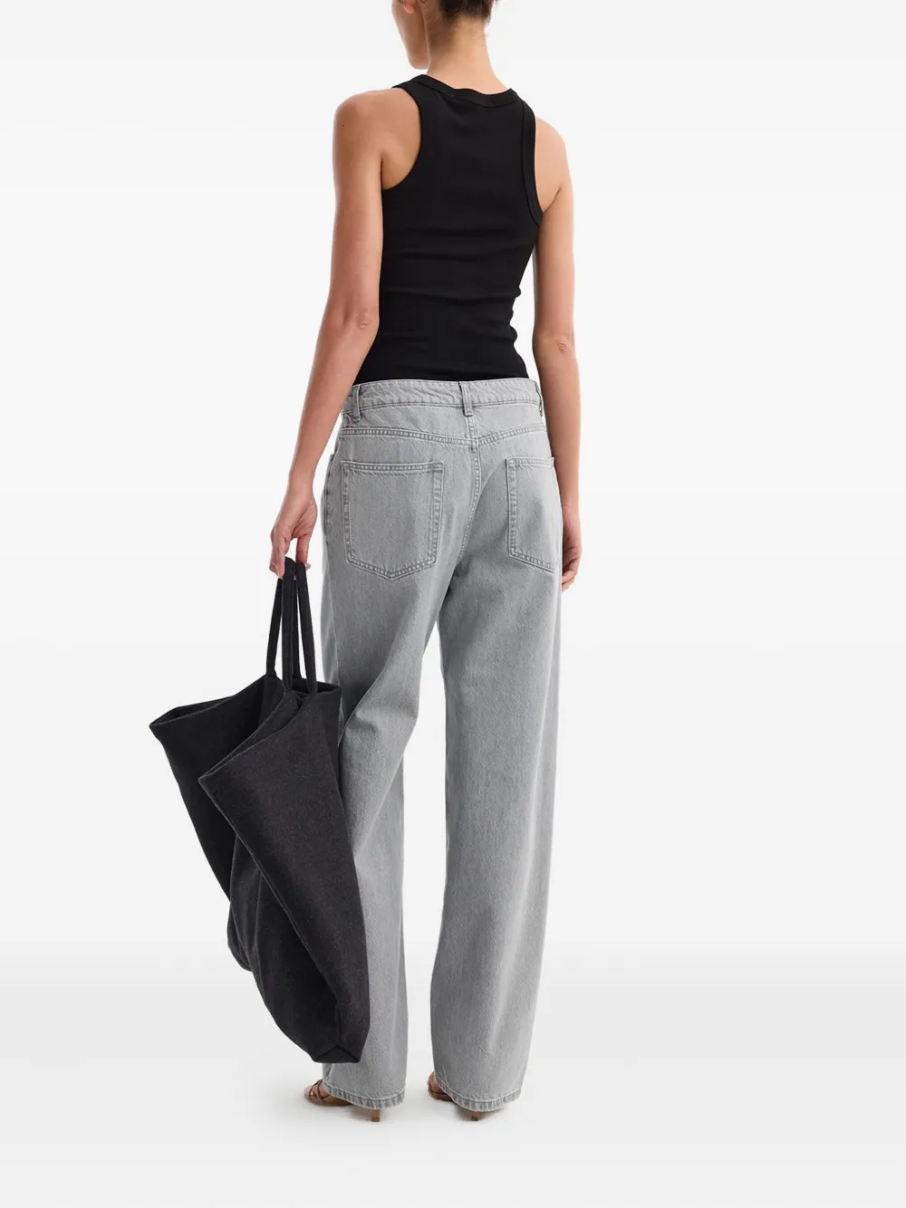 Róhe Geribbelde tanktop met raceback 001 BLACK