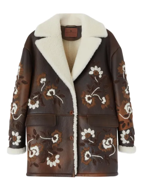 Ermanno Scervino floral-embroidery shearling coat