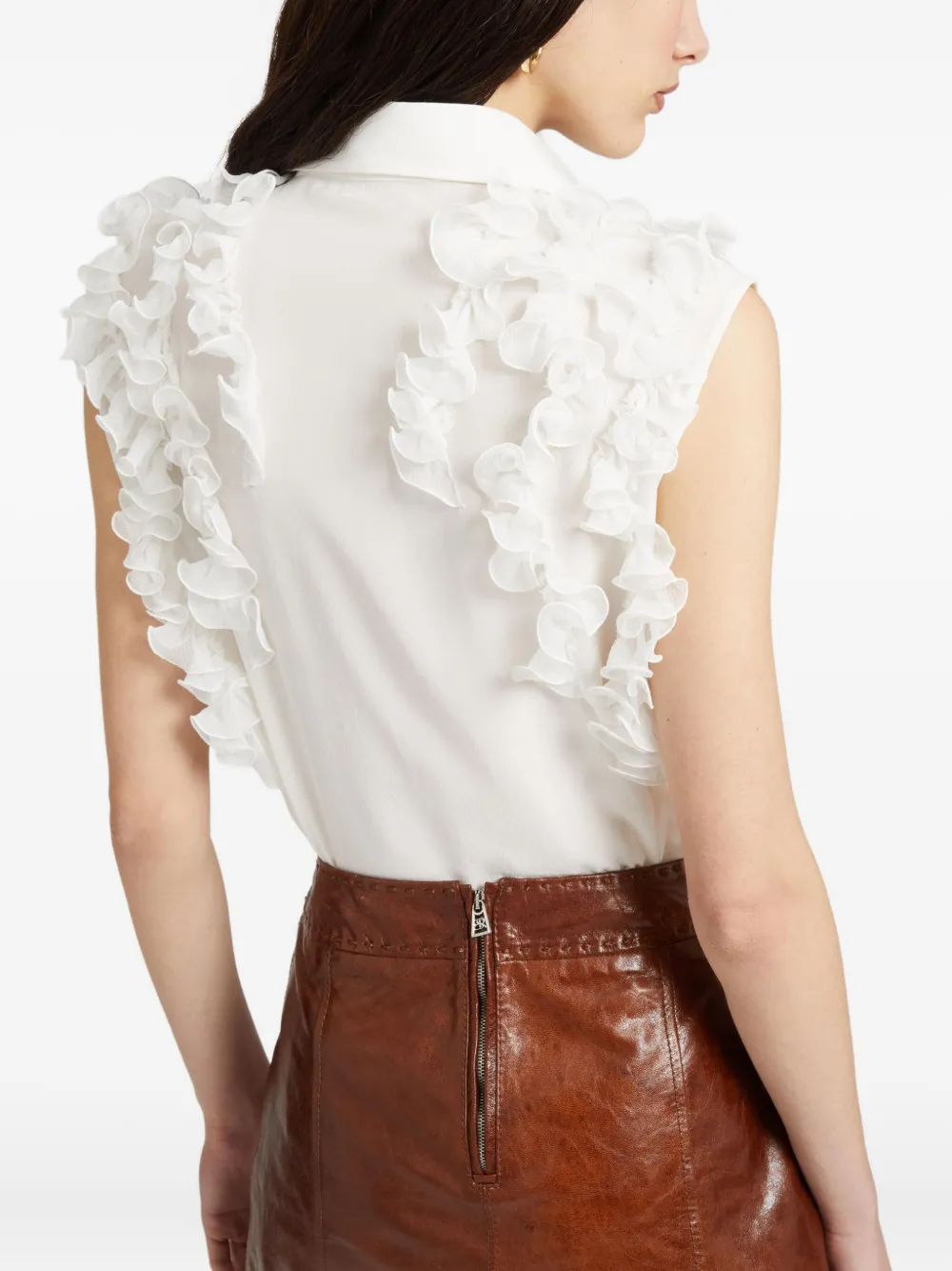 Ermanno Scervino Ruffled Sleeveless Shirt In White
