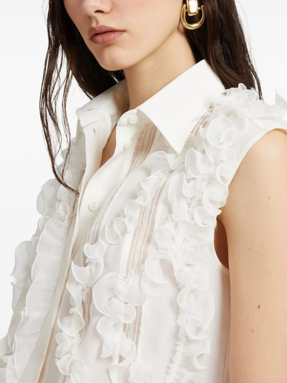 Ermanno Scervino Ruffled Sleeveless Shirt In White