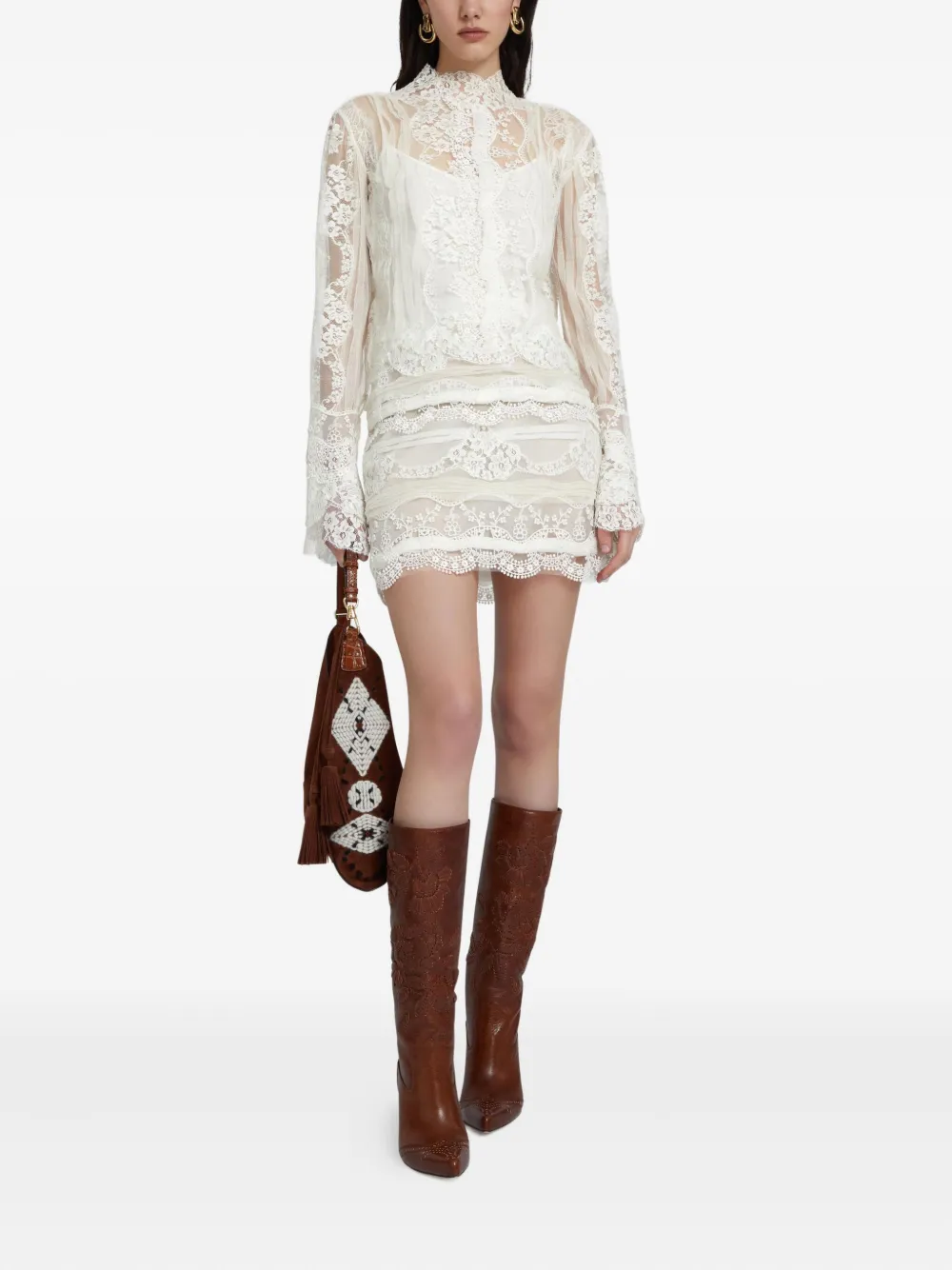 Ermanno Scervino lace-embroidery blouse - Wit