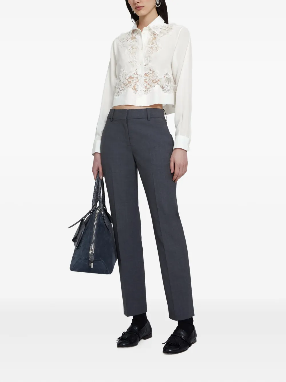 Ermanno Scervino lace-embellished silk shirt - Beige