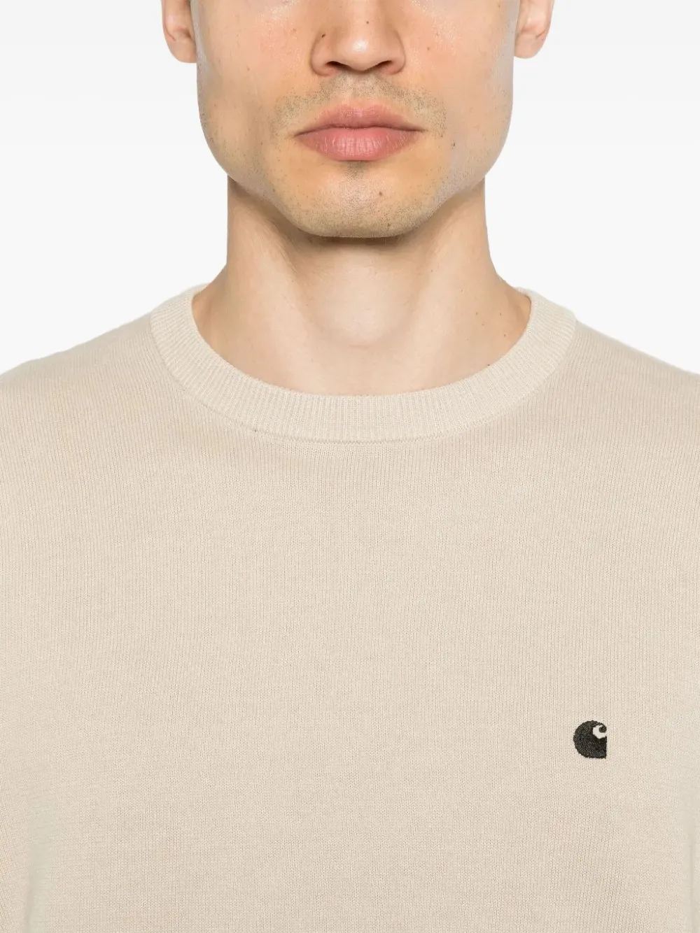 Carhartt Madison Cotton Sweater With Ribbed Cuffs And Hem In Neutral