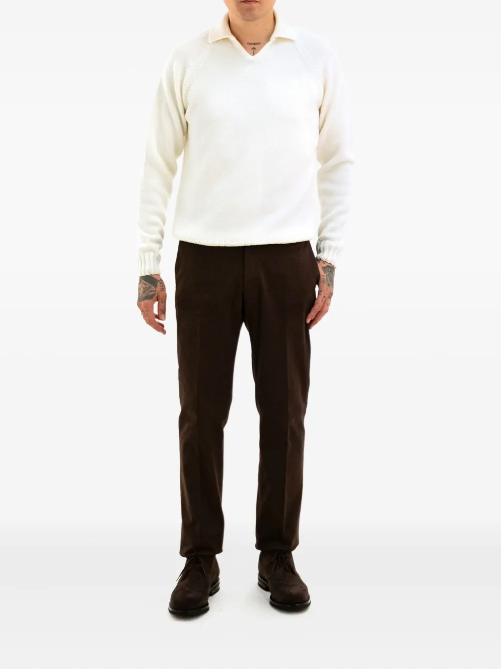 Zanone Trui met V-hals - Beige