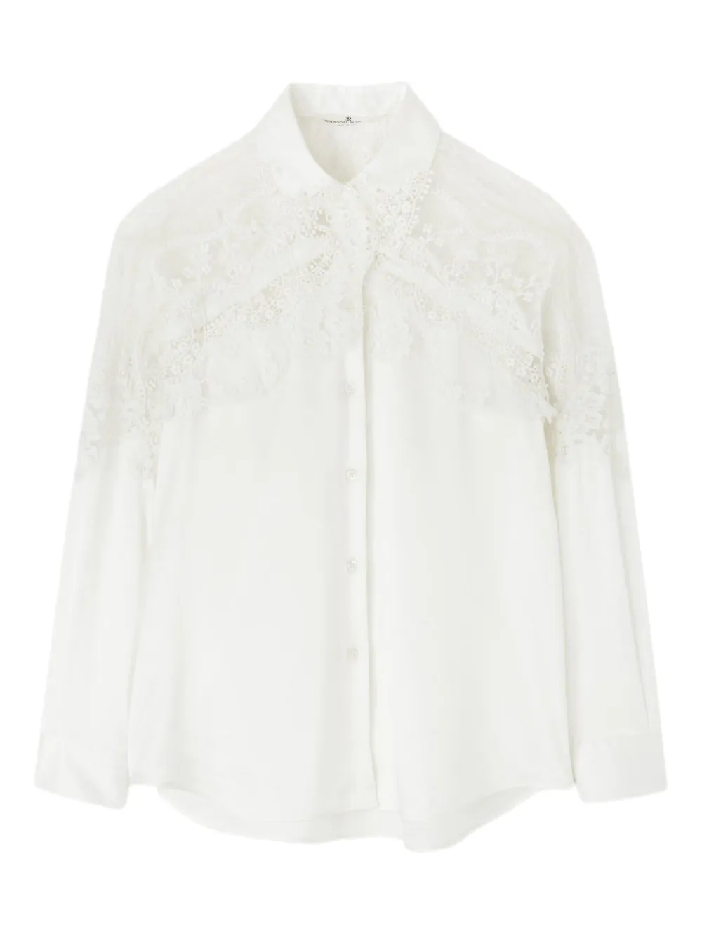 lace-detailed silk shirt