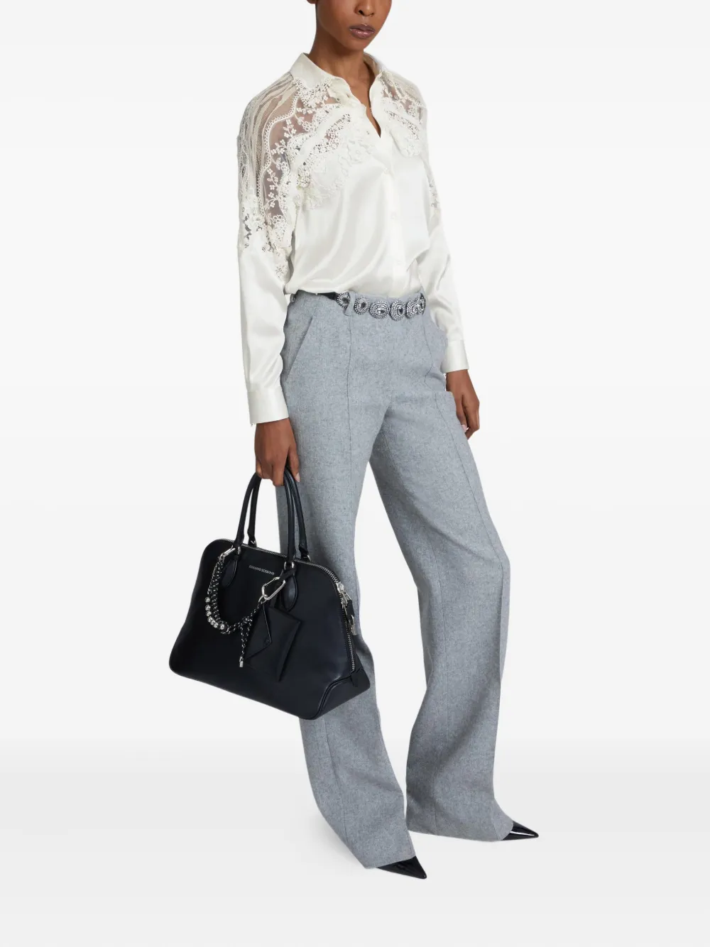Ermanno Scervino lace-detailed silk shirt - Beige