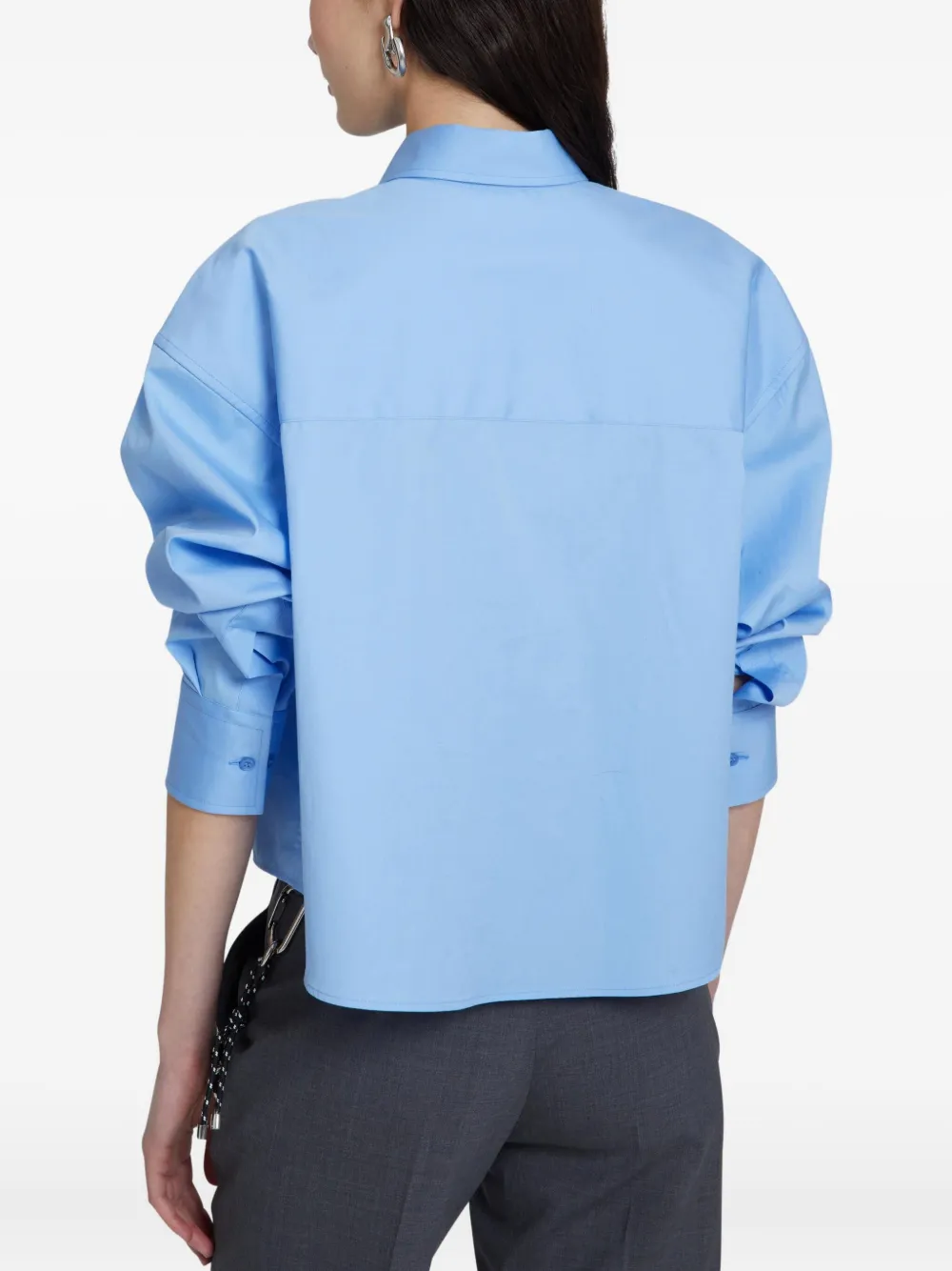 Ermanno Scervino Button-down Cropped Shirt In Blue
