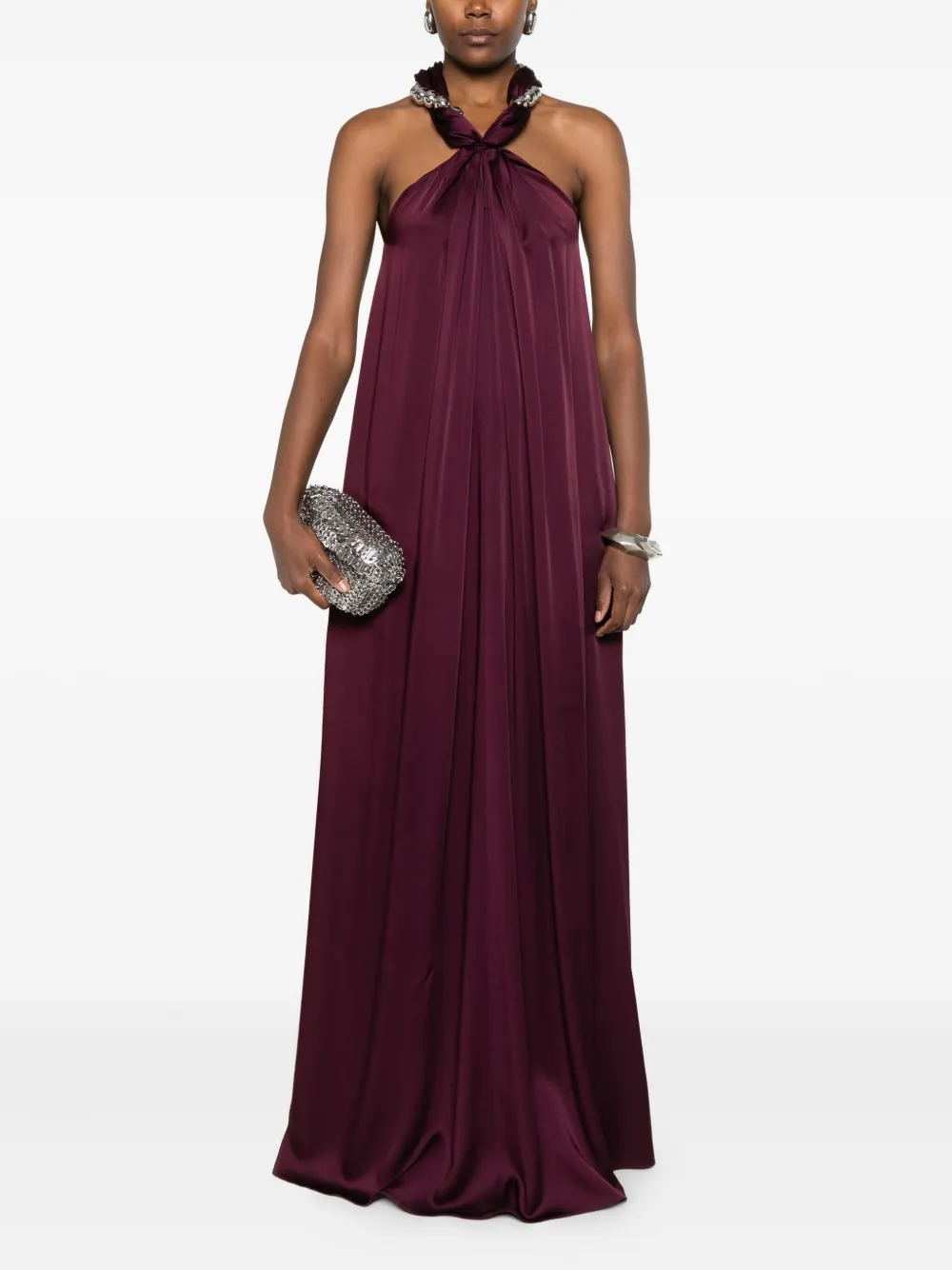 Stella McCartney Verfraaide maxi-jurk met halternek - Rood