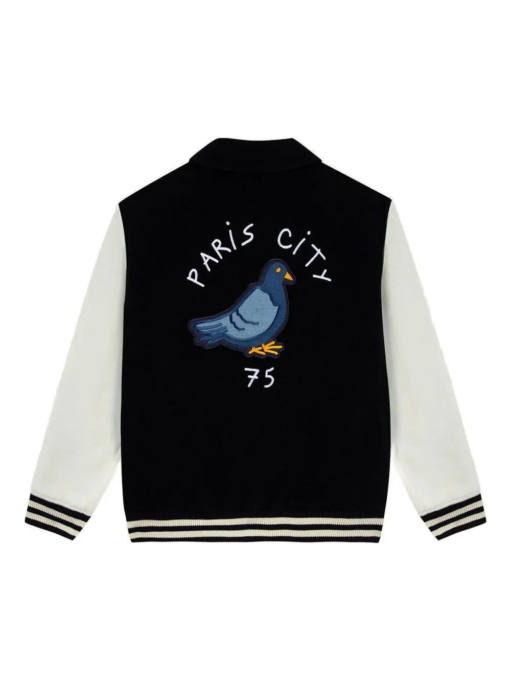 Maison Labiche Nicot Embroidered Wool-blend Varsity Jacket In Black