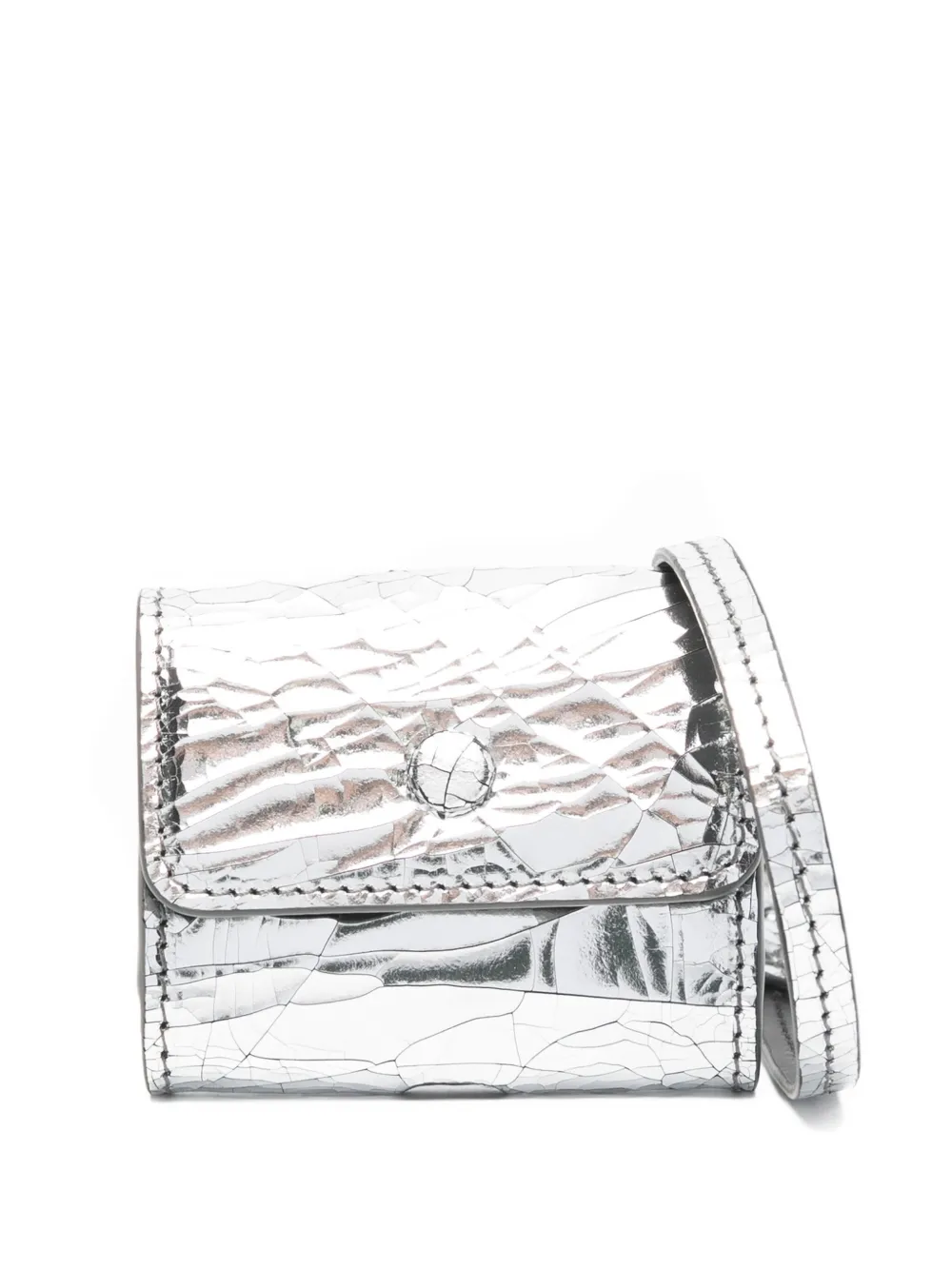 Maison Margiela metallic cracked-effect AirPods case | Silver | Image 1