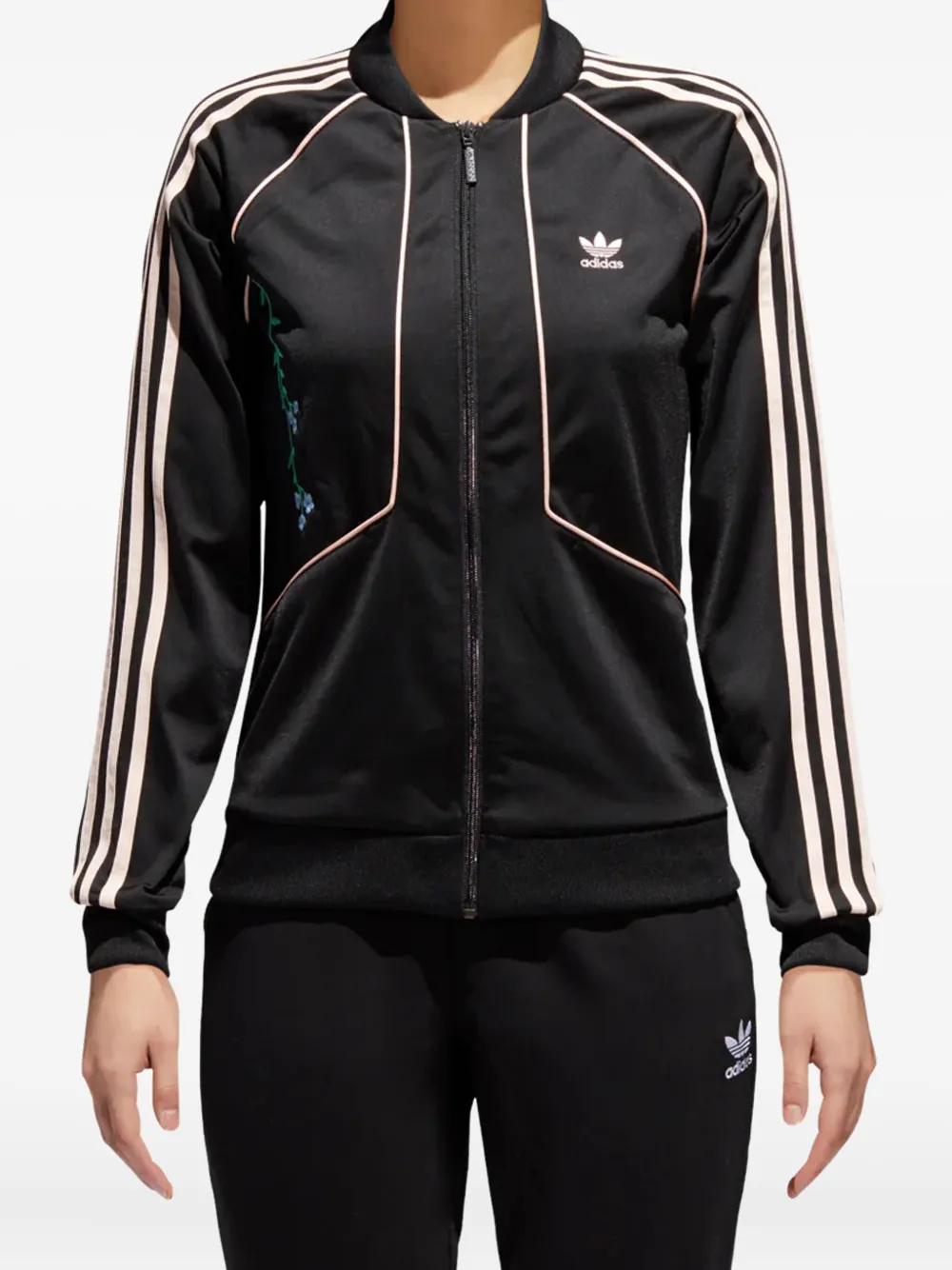 adidas Originals  floral-embroidered track top | Black | Image 1