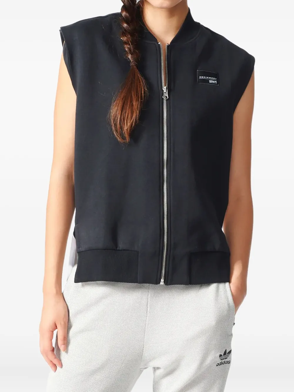 Adidas Originals Diagonal-panel Zip Vest In Black