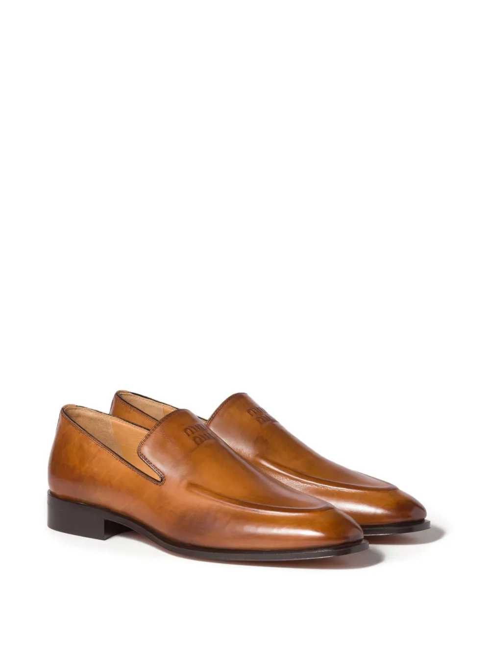 Miu Miu Loafers met logo-reliëf - Bruin