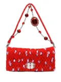 Miu Miu Pre-Owned 2010s Matelasse crystal embellished shoulder bag - Red