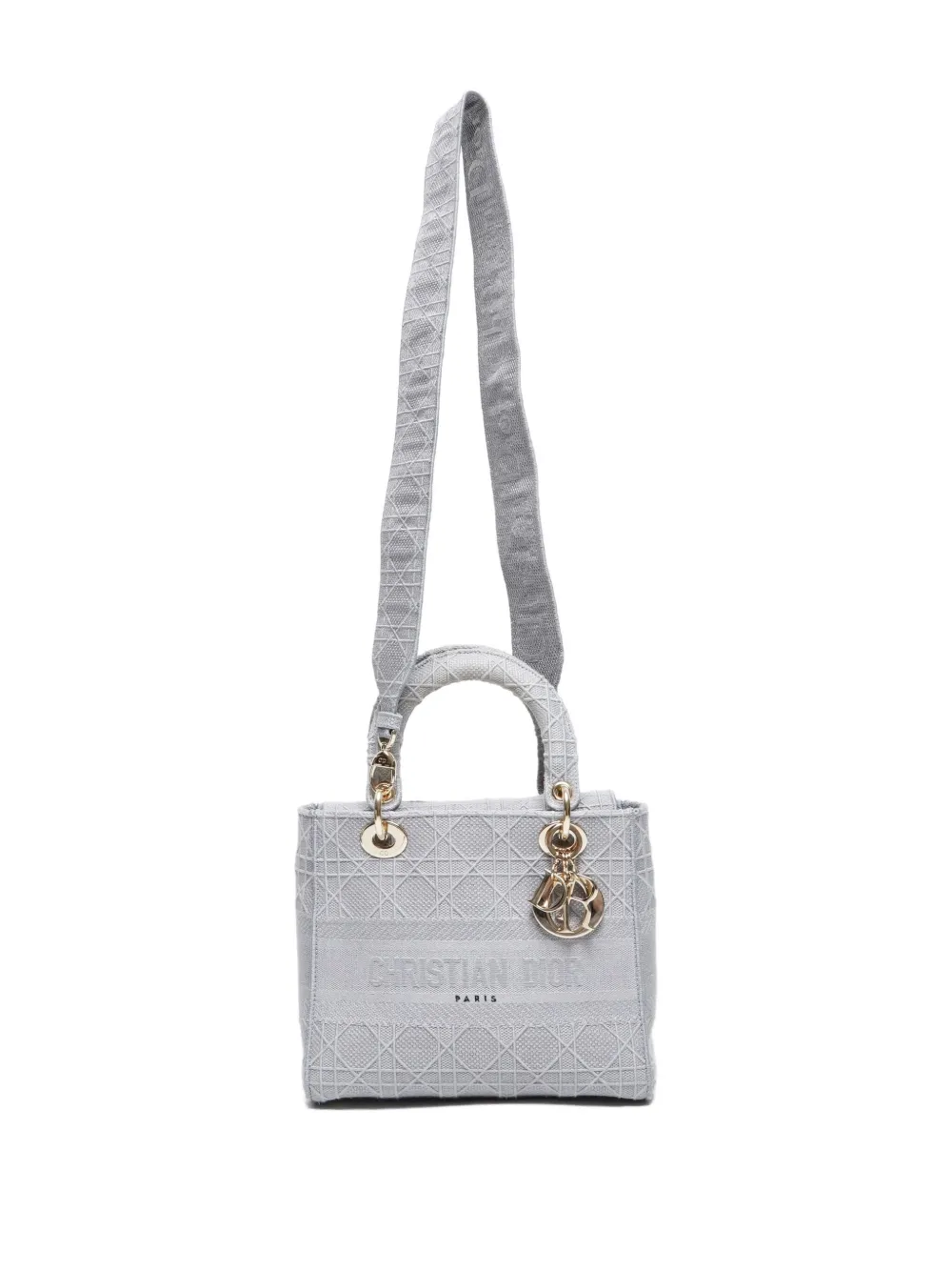 Pre-owned Dior 2020 Medium D-lite Tote Bag In Gray