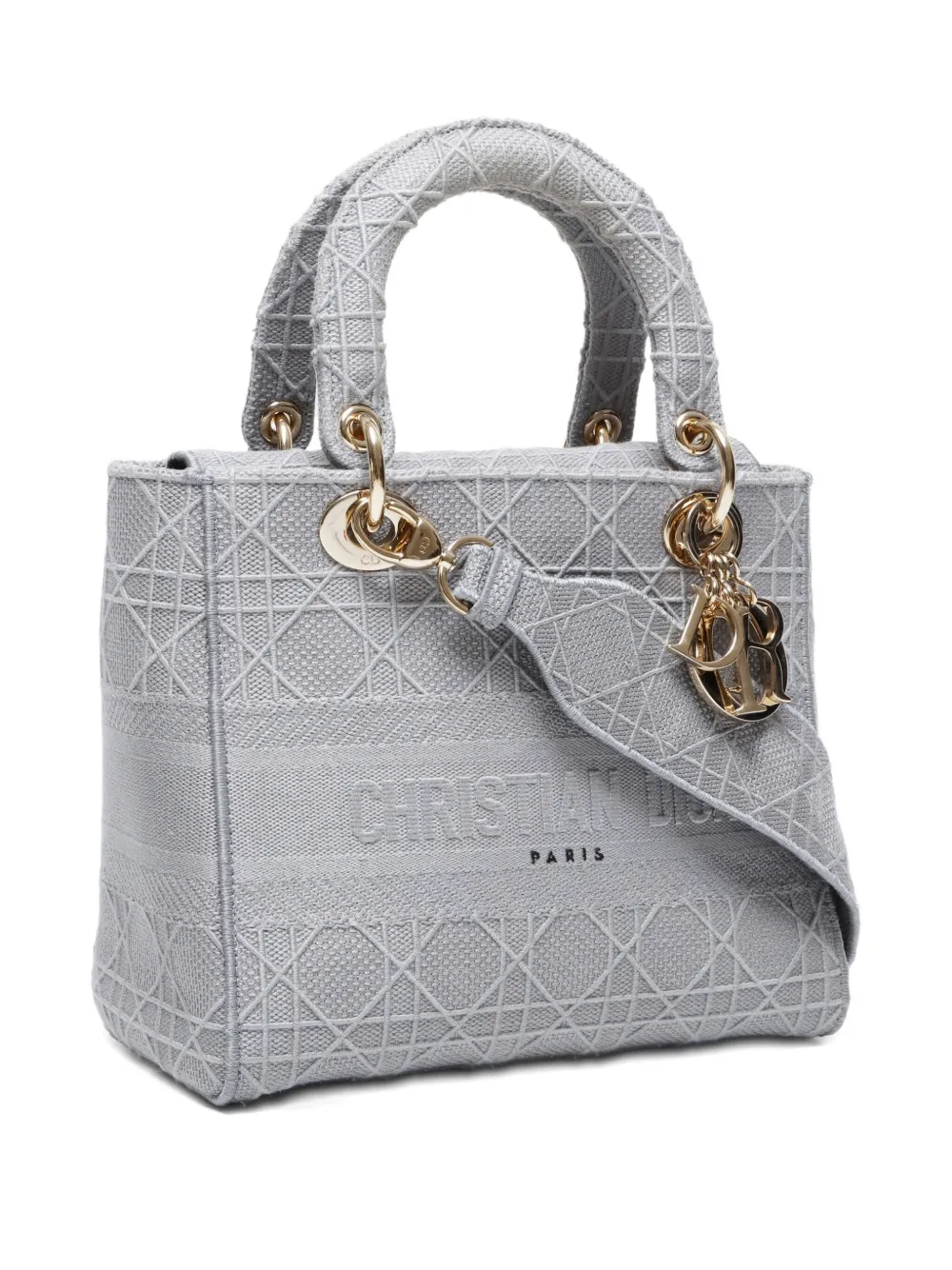 Pre-owned Dior 2020 Medium D-lite Tote Bag In Gray